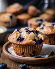 blueberry muffins on table