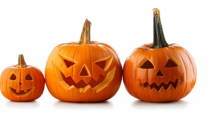 A set of spooky Halloween pumpkins 