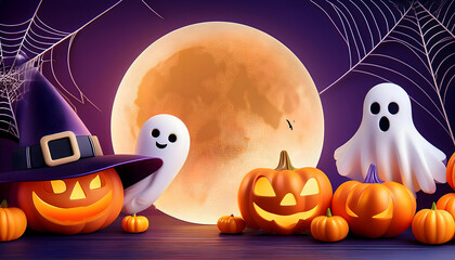 A cute and spooky Halloween set featuring pumpkins