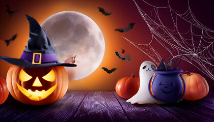 A cute and spooky Halloween set featuring pumpkins