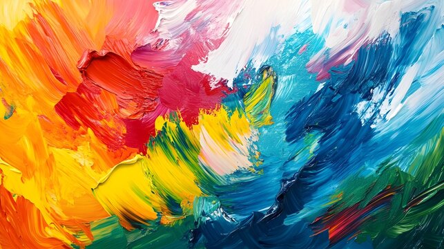 Thick, bold brushstrokes in vibrant colors, symbolizing energy and life 