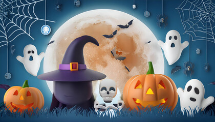 A cute and spooky Halloween set featuring pumpkins