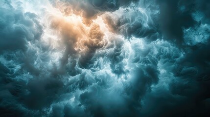 Abstract Background Dark Cumulonimbus And Stormy Clouds Dramatic Sky In Twilight With Sunlight Breaking Through Clouds Rim Light Image
