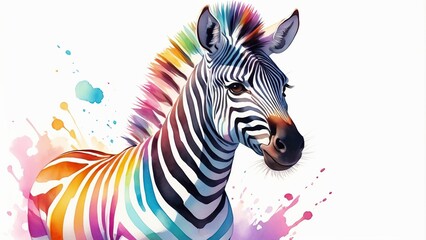 Watercolor painting of a Zebra