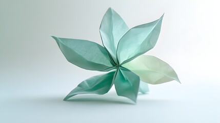 create An origami A Cute Phytoplankton: Plant plankton , in a graceful pose, with intricate folds in detail. The setting should be playful and endearing, with soft pastel-colored paper and isolated 