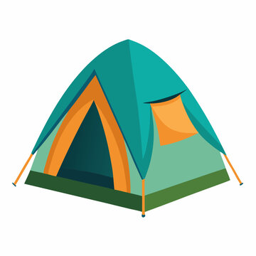 teal camping tent orange door window clip art preview