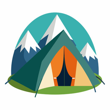 camping tent mountains outdoor scene clip art preview
