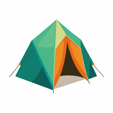 green camping tent open orange entrance clip art preview