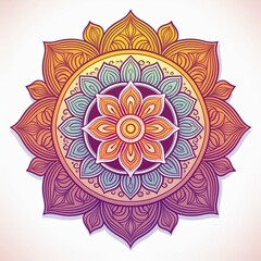 Mandala art design also called rangoli, decorative elements on white background
