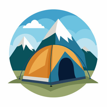 camping tent mountains landscape scene clip art preview