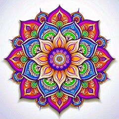Mandala art design also called rangoli, decorative elements on white background