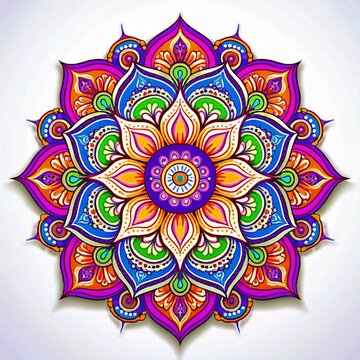 Mandala art design also called rangoli, decorative elements on white background