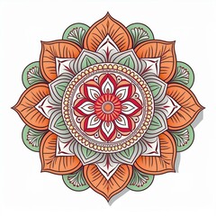 Mandala art design also called rangoli, decorative elements on white background