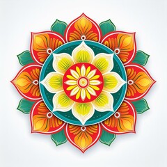 Mandala art design also called rangoli, decorative elements on white background