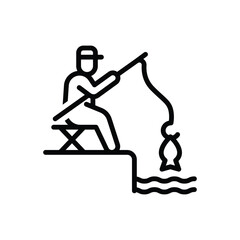 Black line icon for fishing