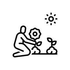 Black line icon for gardening