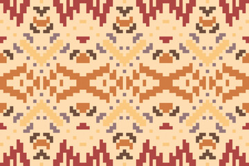 Repeating Pattern Ikat Seamless Patternfolk Embroidery, Aztec Geometric Ornament Print. Design for Carpet, Wallpaper, Clothing, Wrapping, Fabric