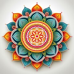 Mandala art design also called rangoli, decorative elements on white background