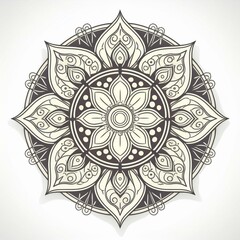 Mandala art design also called rangoli, decorative elements on white background