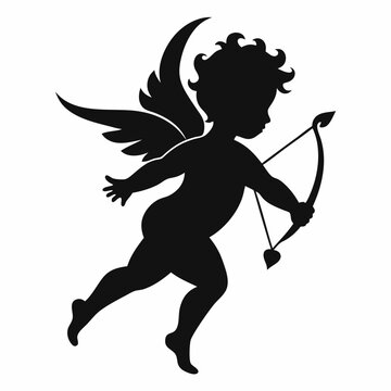 recommend clip art: Cupid silhouette vector illustration on white background