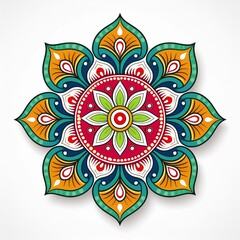 Mandala art design also called rangoli, decorative elements on white background