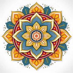 Mandala art design also called rangoli, decorative elements on white background