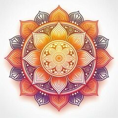 Mandala art design also called rangoli, decorative elements on white background