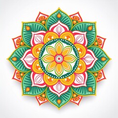 Mandala art design also called rangoli, decorative elements on white background