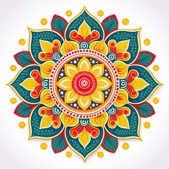 Mandala art design also called rangoli, decorative elements on white background