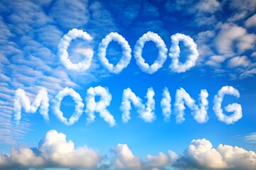 The words good morning written in clouds in the sky