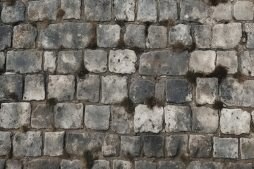 Fototapeta premium Processed collage of old european cobble stone pavement texture. Background for banner