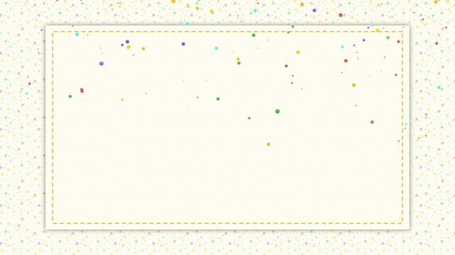 birthday card with colorful confetti rain and frame animation, copy space birthday and baby shower and party kids card motion design element
