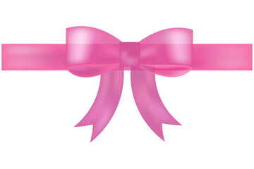 Pink bow with ribbon for packaging on transparent background