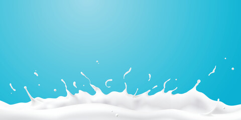 Abstract wave milk on blue background, vector illustration and design.