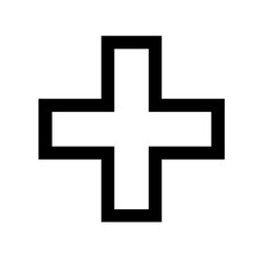Fototapeta premium Medical cross icon with bold outline on white background for health and emergency concepts 