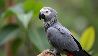 Fototapeta premium Grey parrot in natural habitat vibrant and alert