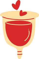 Menstrual illustration. Cloth menstrual pad. Menstrual cup. Menstrual cycle. 