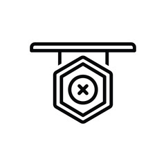 Black line icon for closed