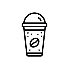 Black line icon for coffee cup