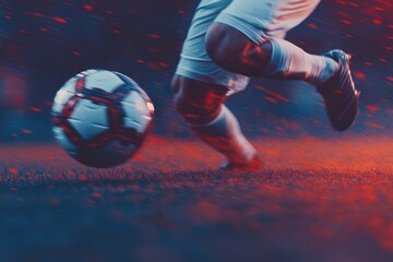 High-Speed Football Action with Glowing Effects