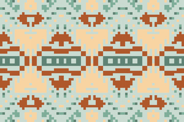 Pixel Geometric Geometrical Patternfolk Embroidery, Aztec Geometric Ornament Print. Design for Carpet, Wallpaper, Clothing, Wrapping, Fabric