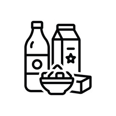 Black line icon for milk product