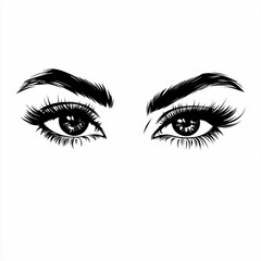 Fototapeta premium Stylized Feminine Eyes Illustration in Black and White