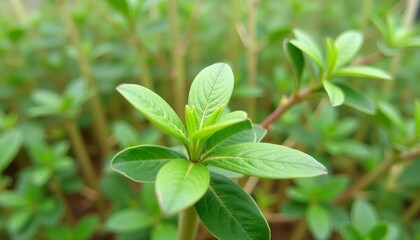 Obraz premium Vibrant green leaves in a lush garden