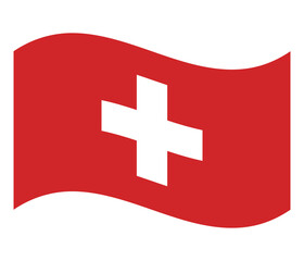 Waving flag of Switzerland isolated on white. Vector illustration.