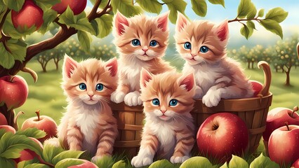 kittens playing on the grass