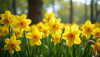 Obraz premium Bright and cheerful daffodils in bloom