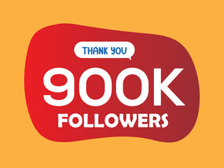 Thank You 900K Followers, 900,000 Followers celebration modern colorful design. 900k Followers Vector artwork isolated on a white background.