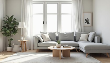  Modern living room with minimalist decor and natural light