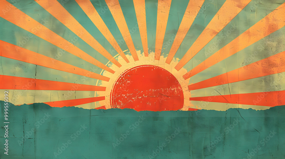 Poster abstract background of a rising sun with a minimal design.
